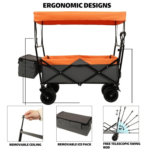 480Lbs Collapsible Wagon with Canopy – Foldable Wagon Stroller