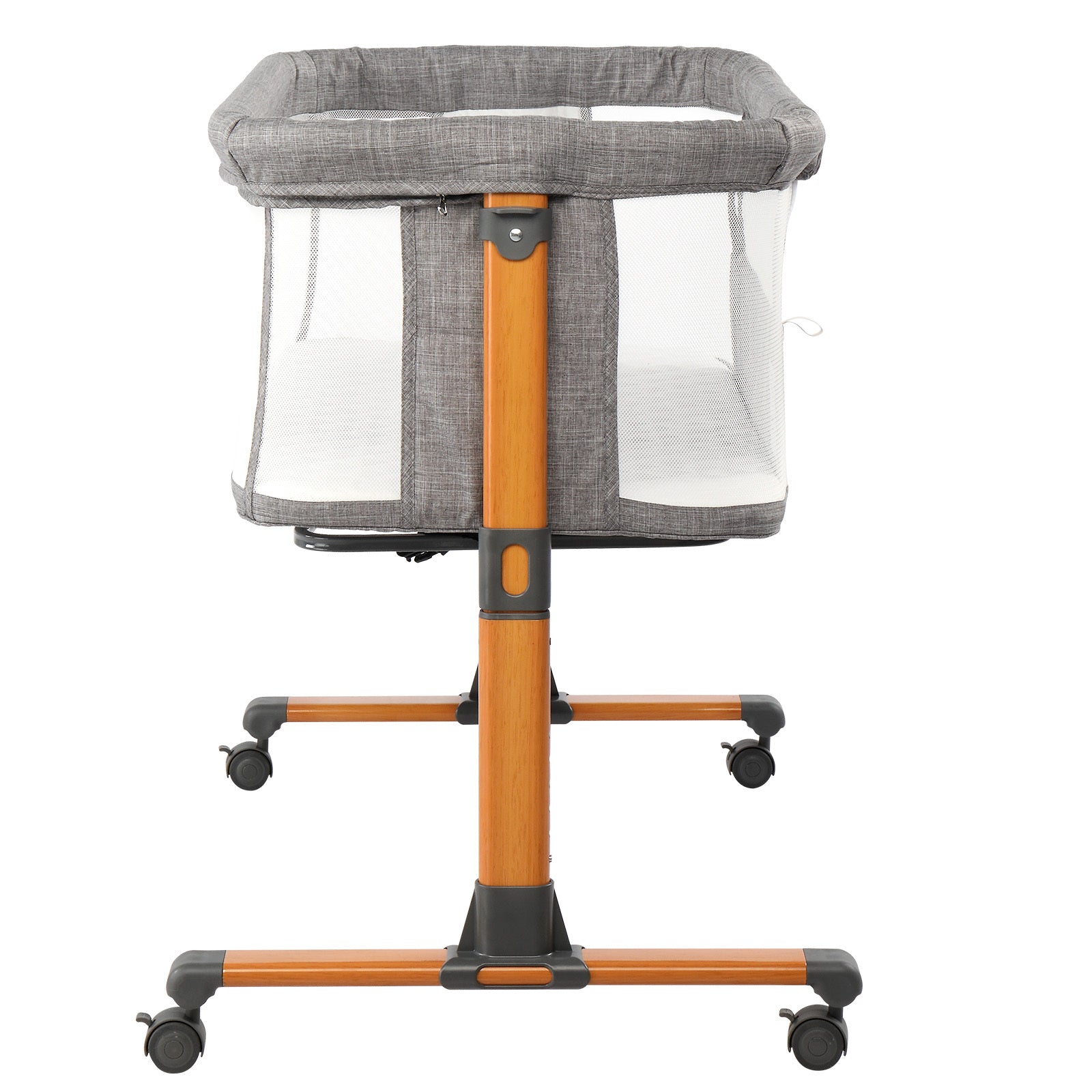 150D Encrypted Cationic Cloth Baby Bassinet Bed – Grey with Wheels