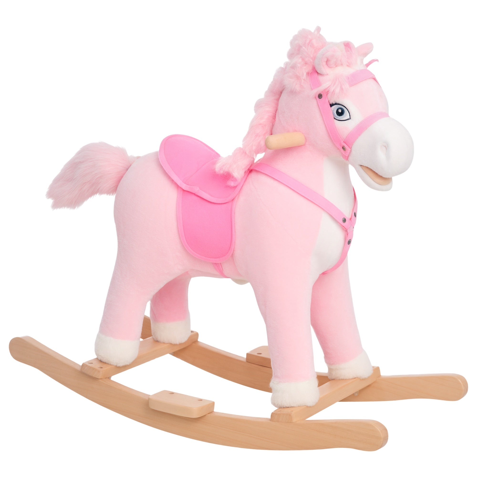 Plush Rocking Horse for Kids – Realistic Sounds, Swinging Tail, Pink (Ages 3+)