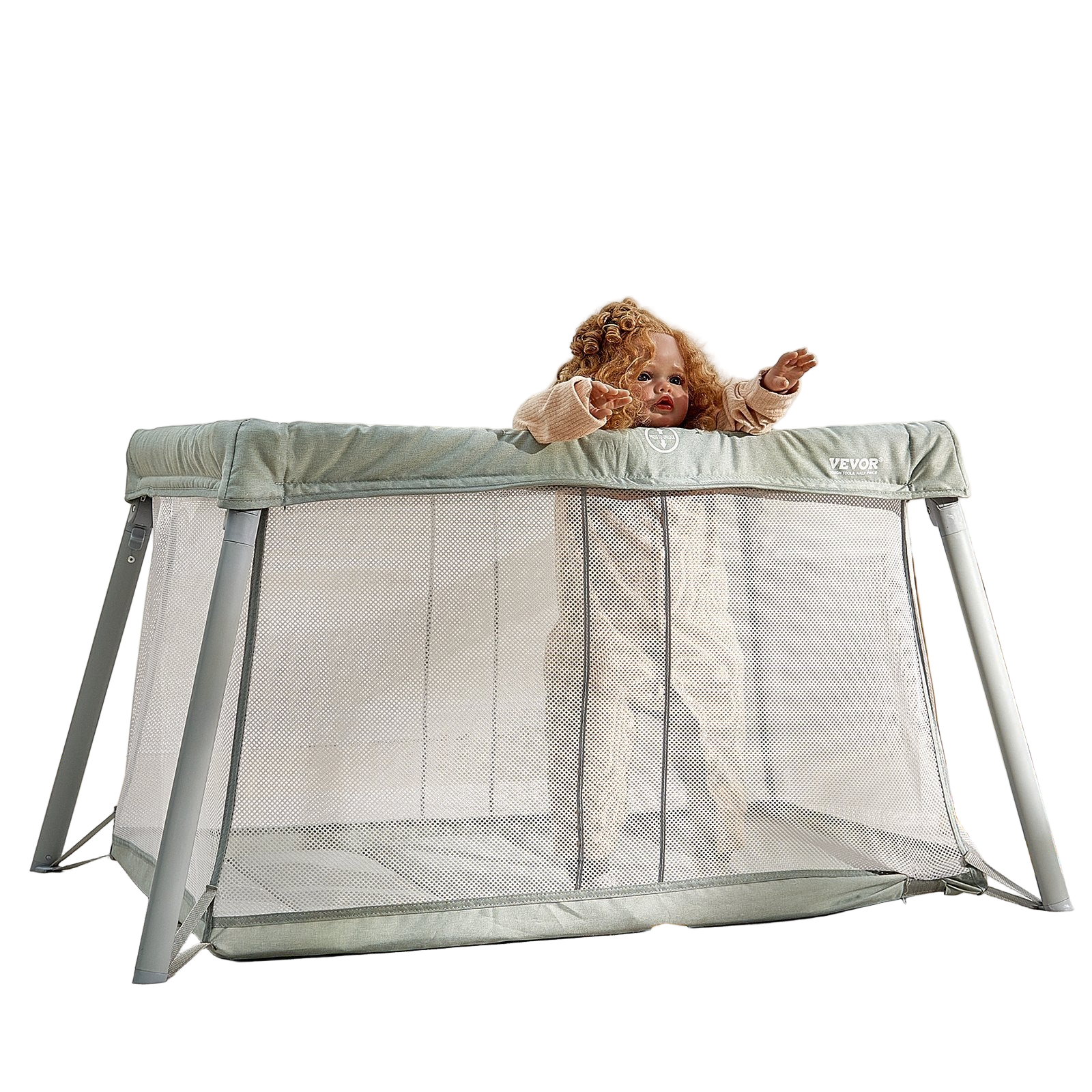 VEVOR Baby Travel Crib & Play Yard – Foldable Baby Playpen with Soft Mattress Pad