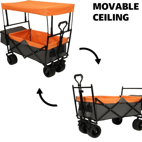 480Lbs Collapsible Wagon with Canopy – Foldable Wagon Stroller