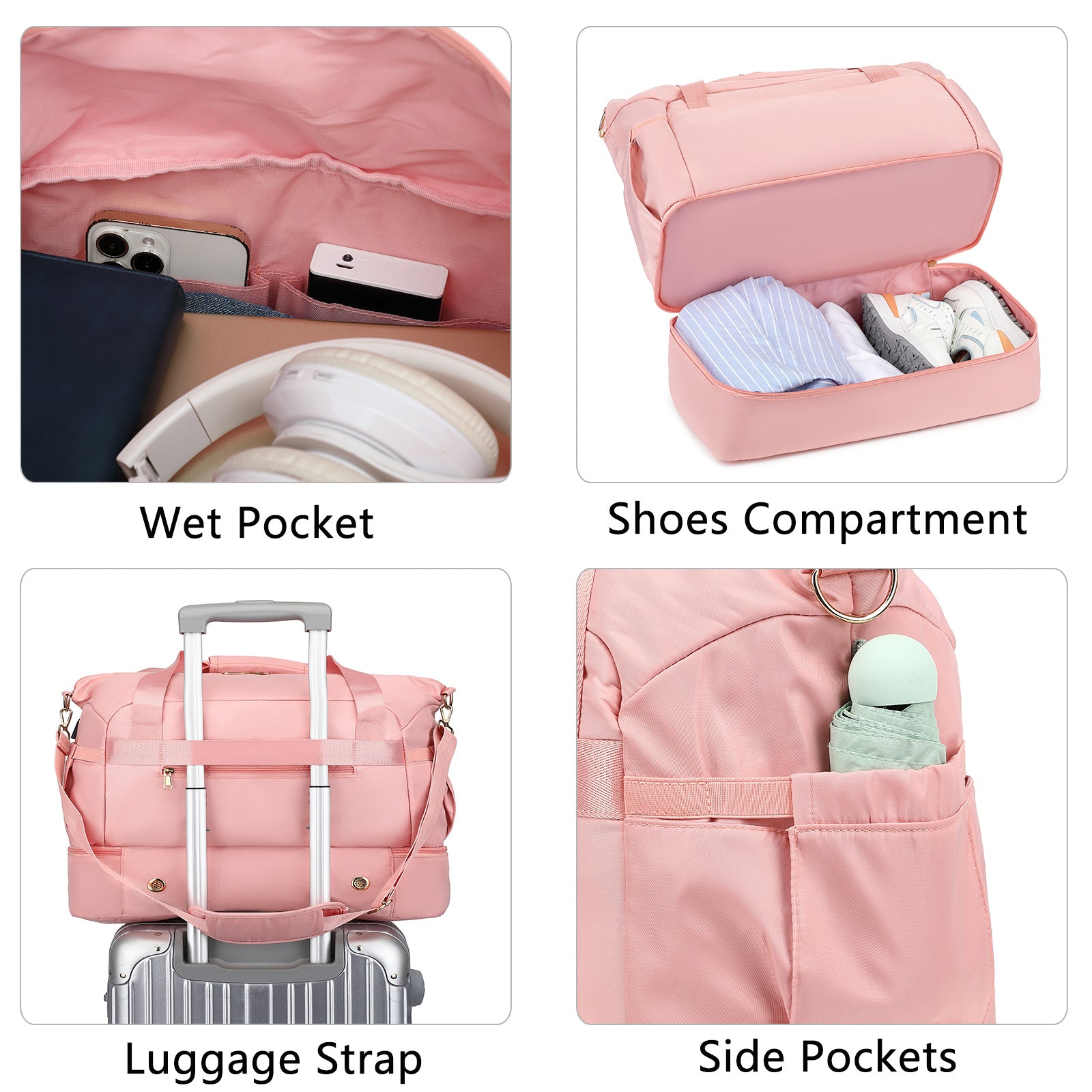 Gym Bag for Women – Travel Duffel Bag with USB Port & Wet Pocket