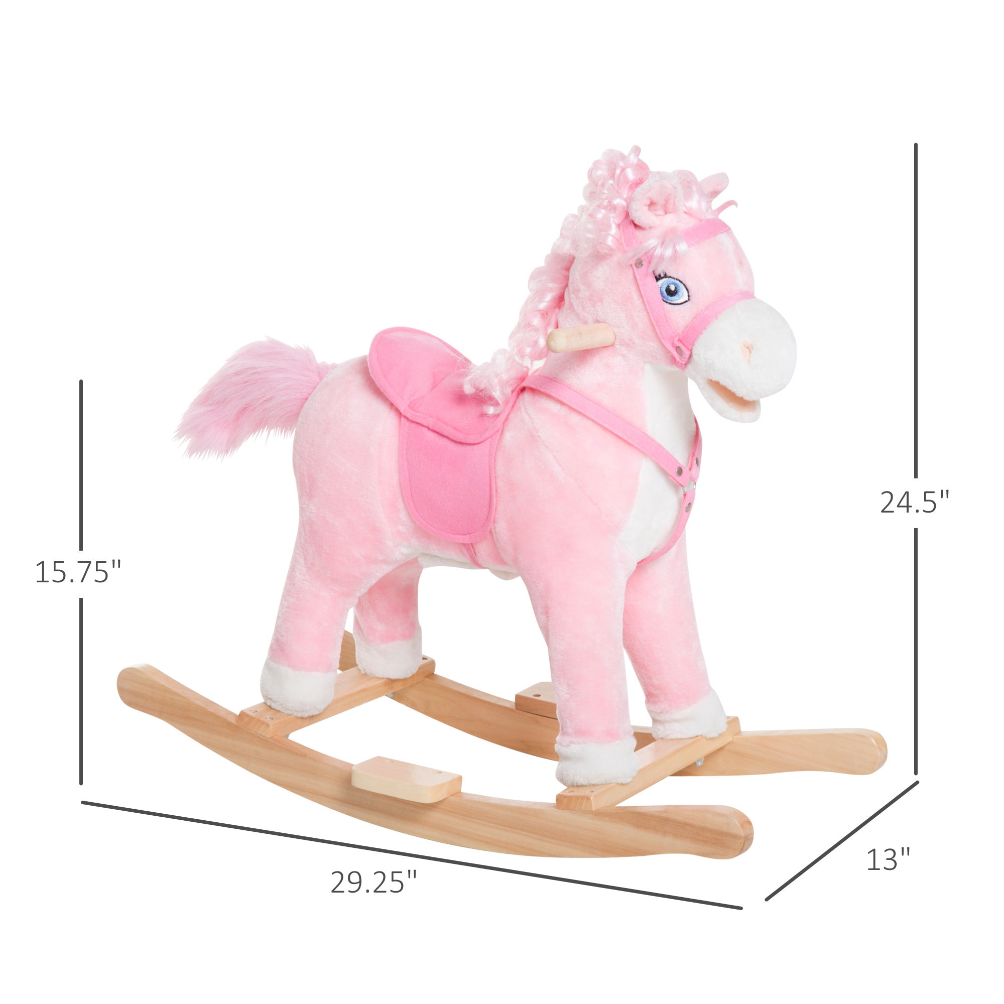 Plush Rocking Horse for Kids – Realistic Sounds, Swinging Tail, Pink (Ages 3+)