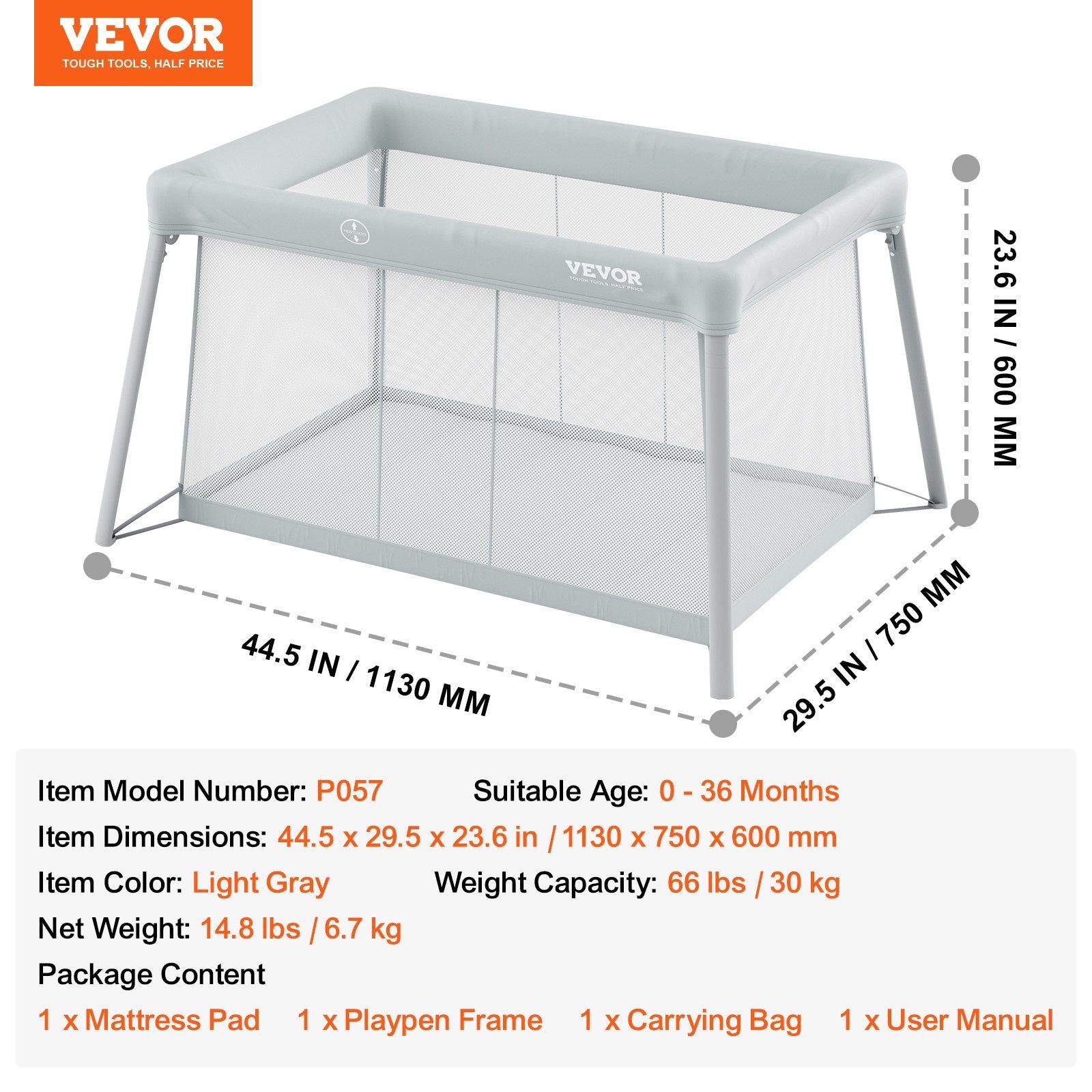 VEVOR Baby Travel Crib & Play Yard – Foldable Baby Playpen with Soft Mattress Pad